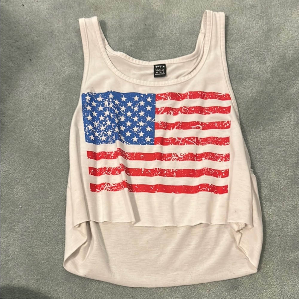 White and Red American Flag Tank Top